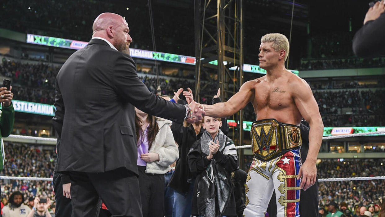 Cody Rhodes and Triple H at WrestleMania 40. (WWE)