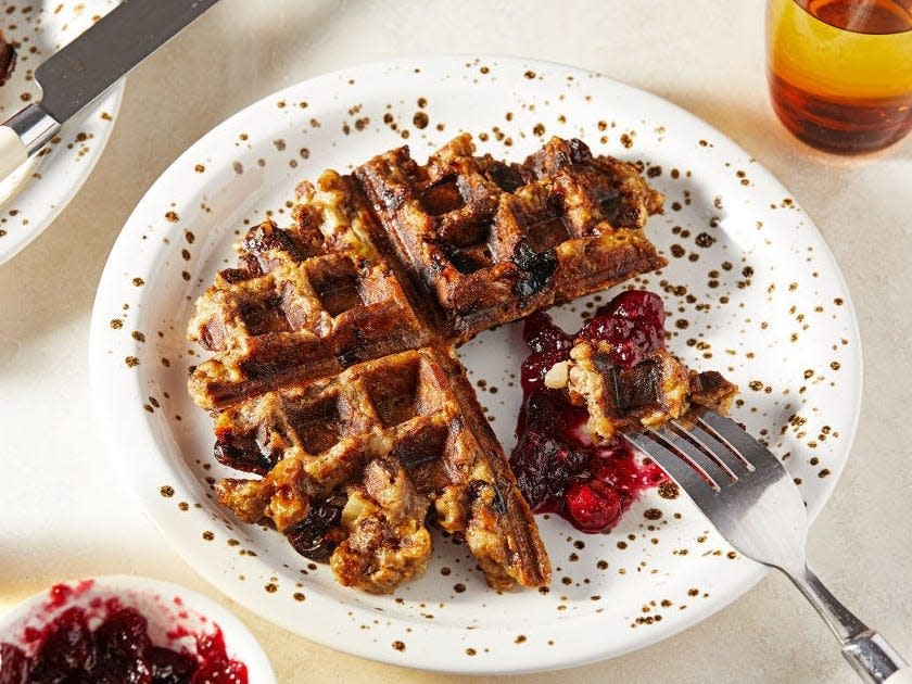 leftover stuffing made into a waffle