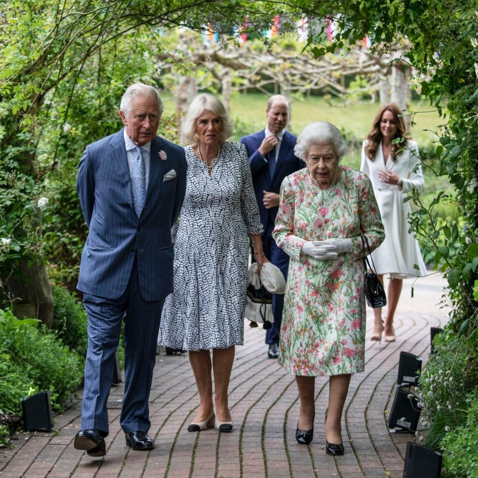 royal family G7 Camilla, Duchess of Cornwall and his mother, Queen Elizabeth II prince charles - Getty Images Europe 