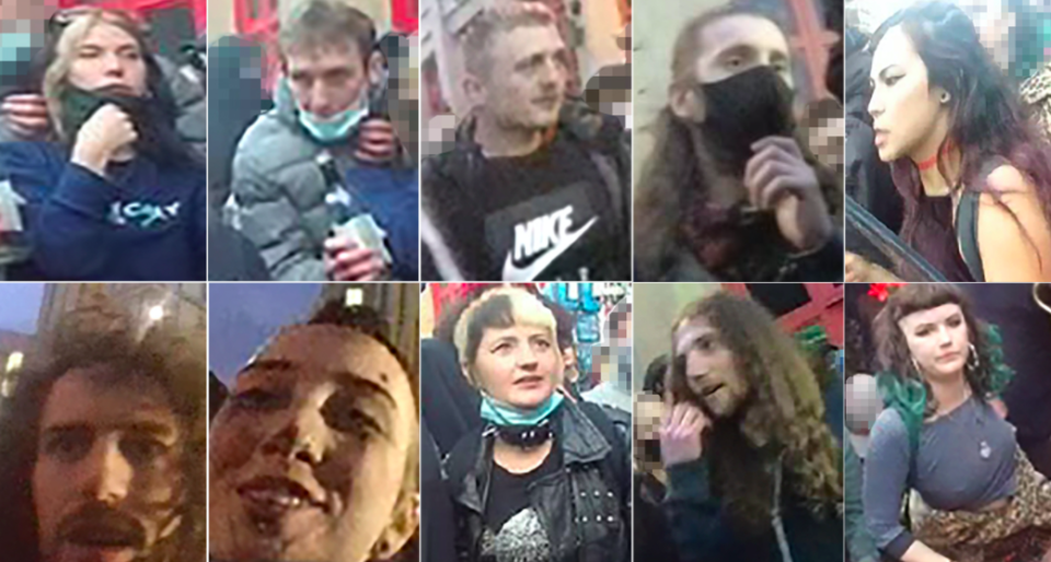 Police have released images of suspects they want to trace following Sunday's protests in Bristol. (Avon and Somerset Police)