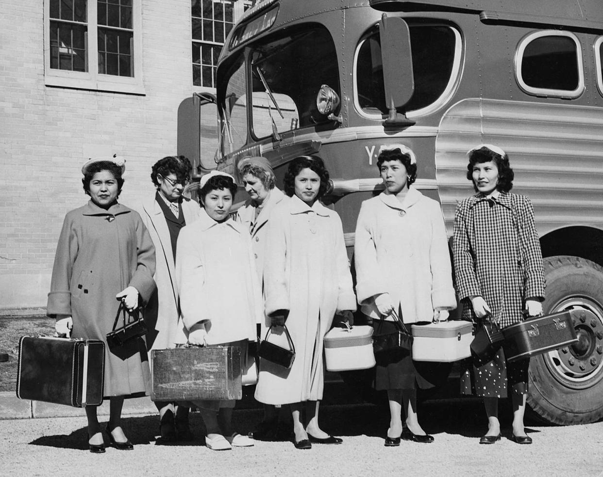 Native American women head to Los Angeles for job opportunities in 1956.