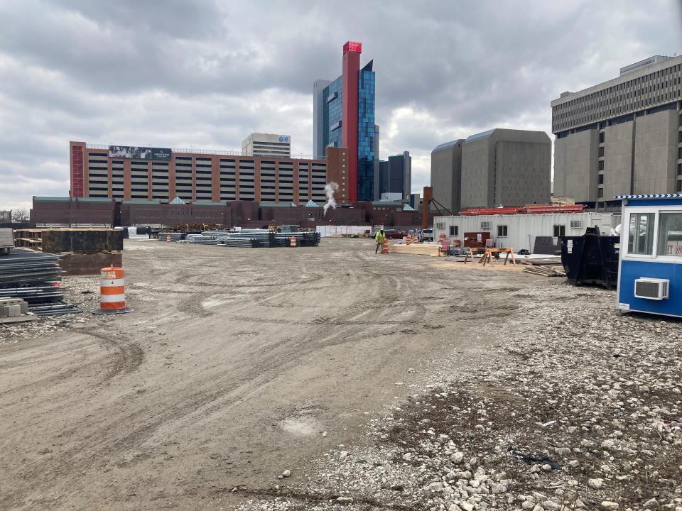 The site of the aborted Wayne County jail project and Detroit Center for Innovation, as seen on Tuesday, March 8, 2022.