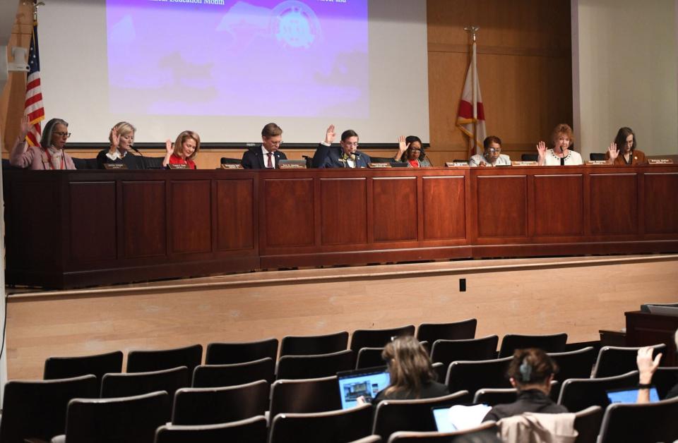 The Alabama State Board of Education votes on a motion during its regular meeting on Feb. 9, 2023.