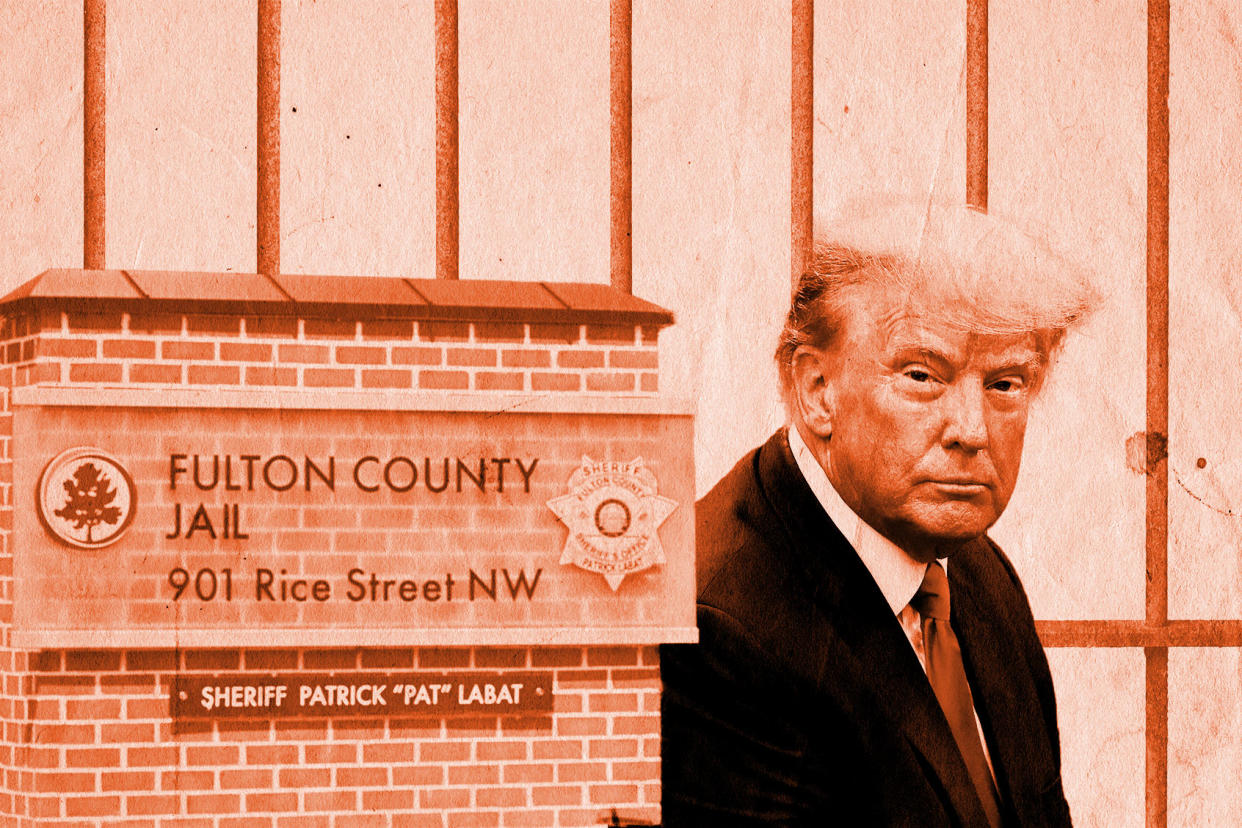 Donald Trump; Fulton County Jail Photo illustration by Salon/Getty Images