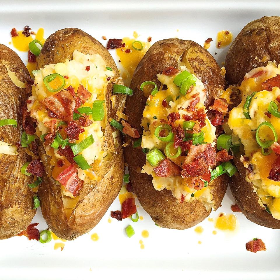 Loaded Baked Potatoes with Bacon and Cheddar