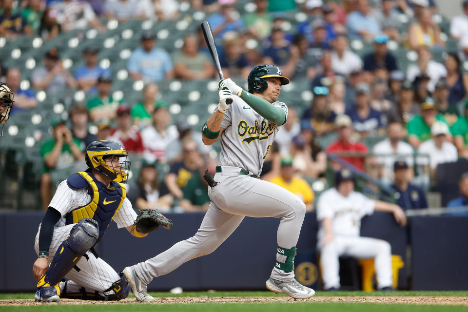 奧克蘭運動家Ryan Noda。（Photo by John Fisher/Getty Images）