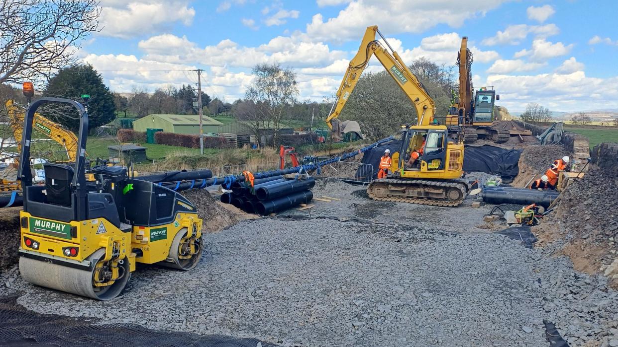 Work being carried out on the railway at Grange-over-Sands