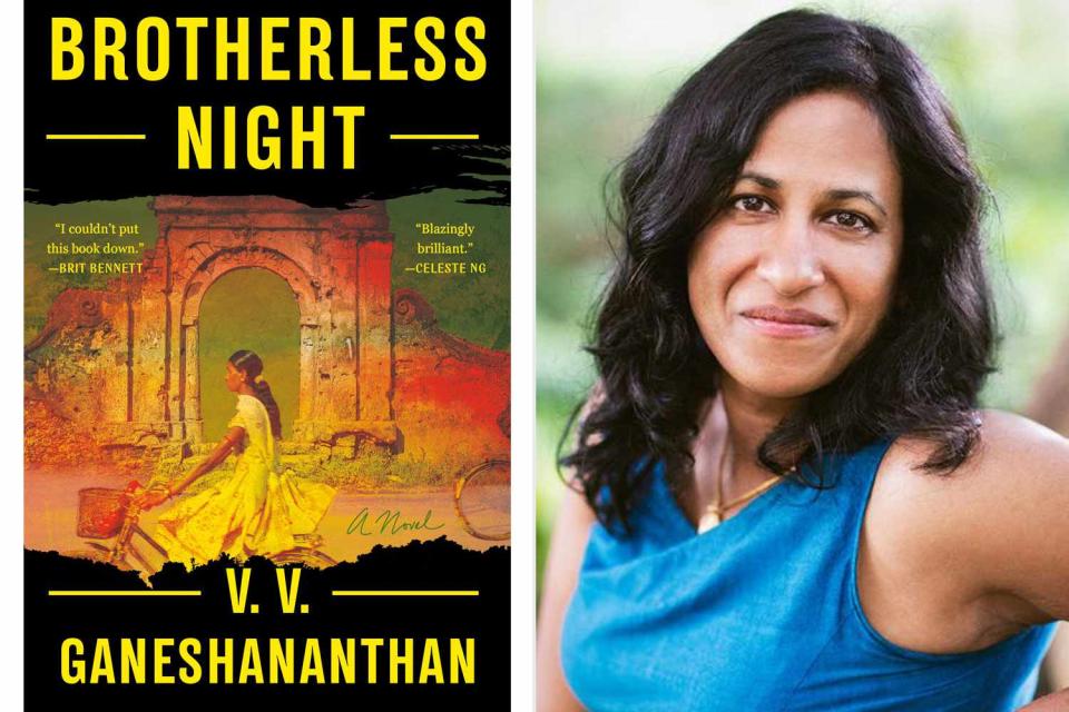 <p>Courtesy of The Carol Shields Prize for Fiction, Sophia Mayrhofer</p> V.V.  Ganeshananthan and the cover of 