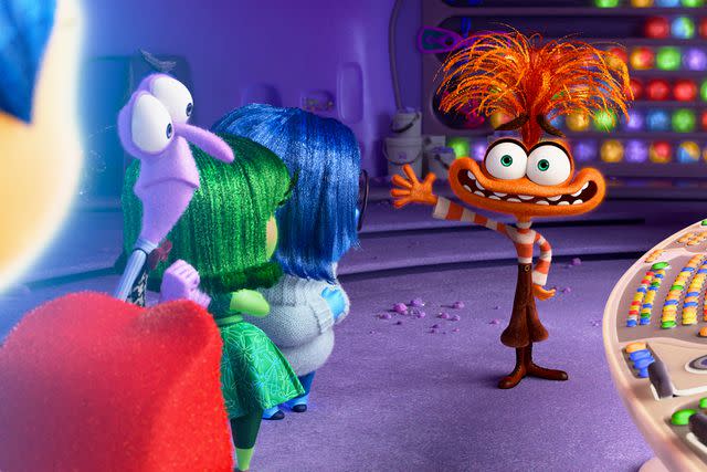 <p>Disney/Pixar</p> Anxiety introducing herself in 'Inside Out 2.'