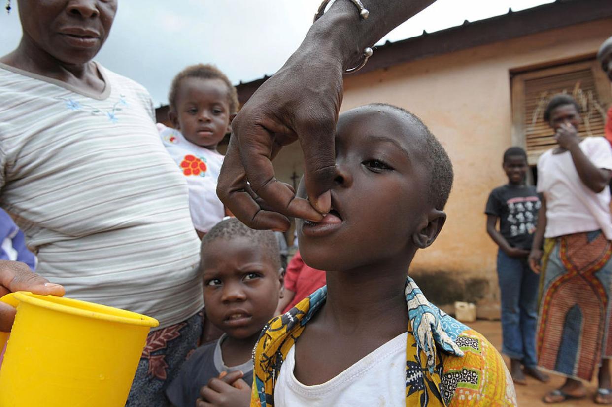 <span class="caption">While ivermectin was originally used to treat river blindness, it has also been repurposed to treat other human parasitic infections.</span> <span class="attribution"><a class="link " href="https://www.gettyimages.com/detail/news-photo/christophe-koffi-a-nurse-mamadou-kone-gives-medecine-news-photo/83038610" rel="nofollow noopener" target="_blank" data-ylk="slk:ISSOUF SANOGO/AFP via Getty Images;elm:context_link;itc:0;sec:content-canvas">ISSOUF SANOGO/AFP via Getty Images</a></span>