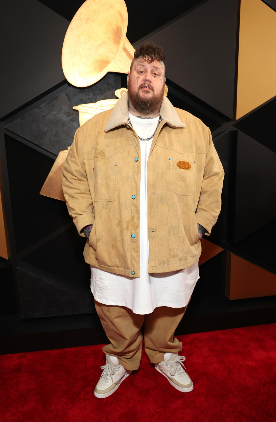 LOS ANGELES, CALIFORNIA - FEBRUARY 04: Jelly Roll attends the 66th GRAMMY Awards at Crypto.com Arena on February 04, 2024 in Los Angeles, California. (Photo by Kevin Mazur/Getty Images for The Recording Academy)