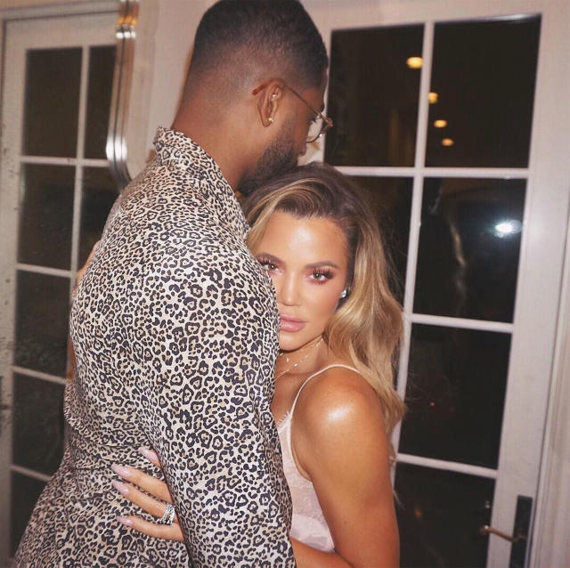 Pregnant Khloé Kardashian Cuddles Up to Tristan Thompson in Romantic Photo