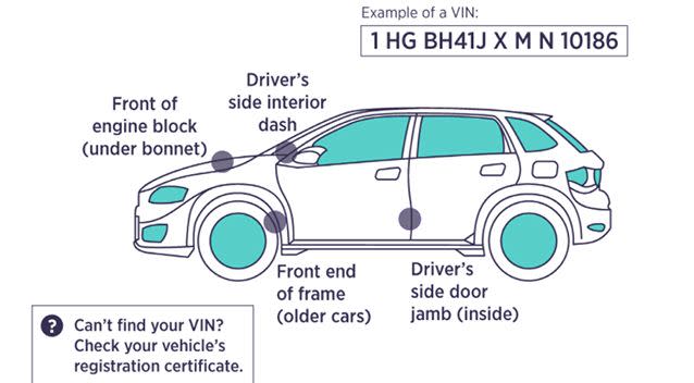 Where to find your car's VIN. Source: ACCC