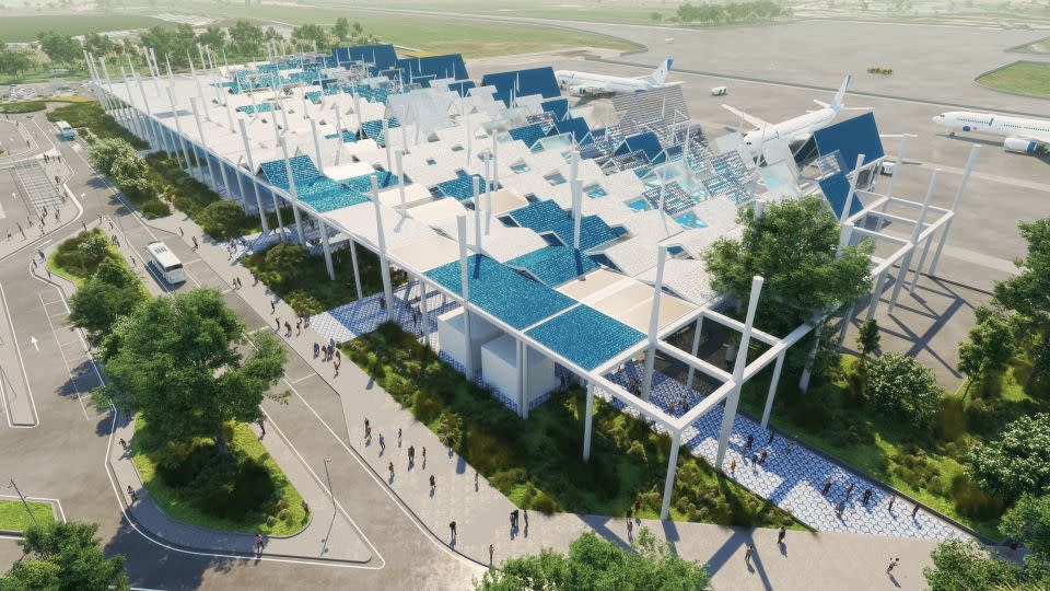 The new passenger terminal will have photovoltaic panels on the roof. - Courtesy AF517 & Diorama