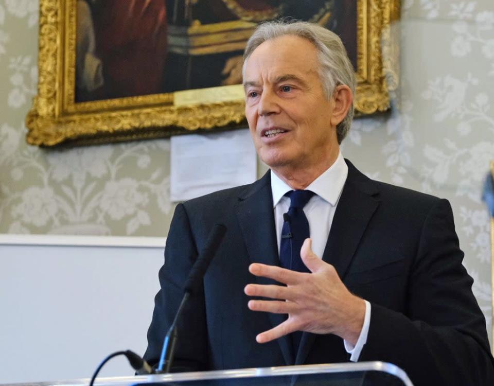 Sir Tony Blair delivers a speech on the future of Britain (Owen Billcliffe/Institute of Global Health Innovation/PA) (PA Media)