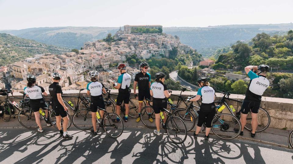 Cyclists in Sicily with DuVine, voted one of the world's best Tour Operators