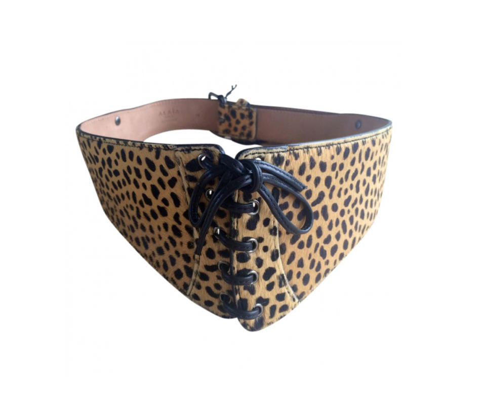 Alaïa Leopard Print Leather Belt