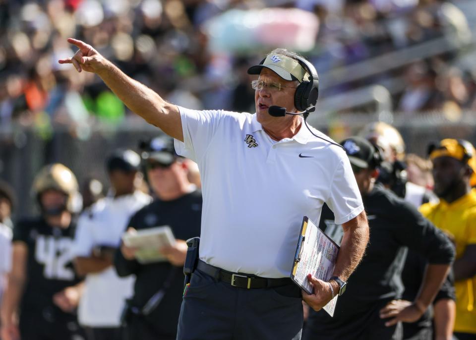 UCF's Gus Malzahn calls instructions during a September game against Georgia Tech.