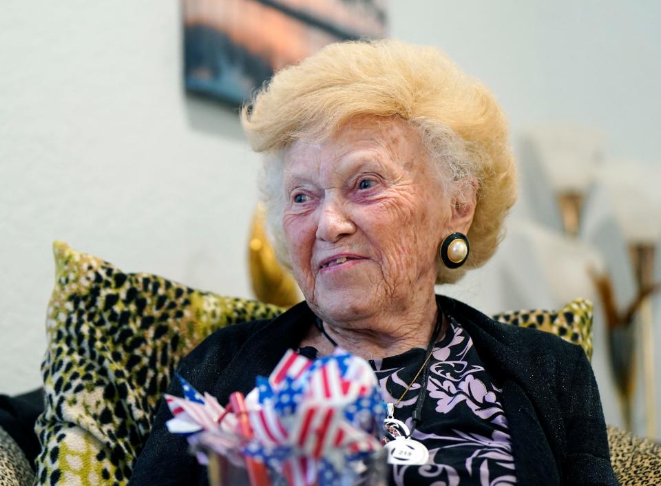 Mary German, whose recent 100th birthday will be celebrated at a dance on Friday in Palm Coast, talks about her love of the art form and her service to her country. "I want to dance," she said.