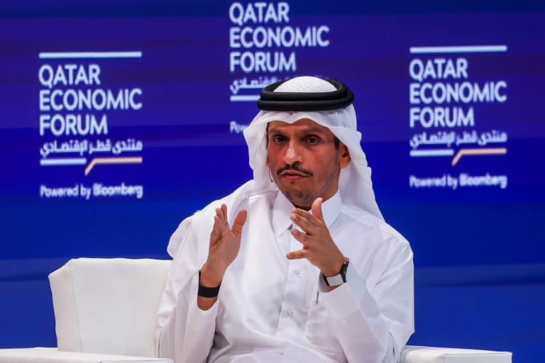 Qatar's Prime Minister Mohammed bin Abdulrahman Al-Thani was speaking at the Qatar Economic Forum in Doha (Karim JAAFAR)