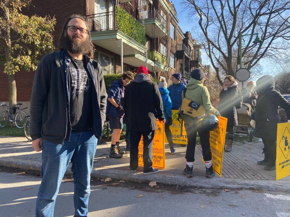 Mathieu Murphy-Perron is the founder of Vélorution Montréal, a new collective aimed at reducing cars in the city. (Rowan Kennedy/CBC - image credit)