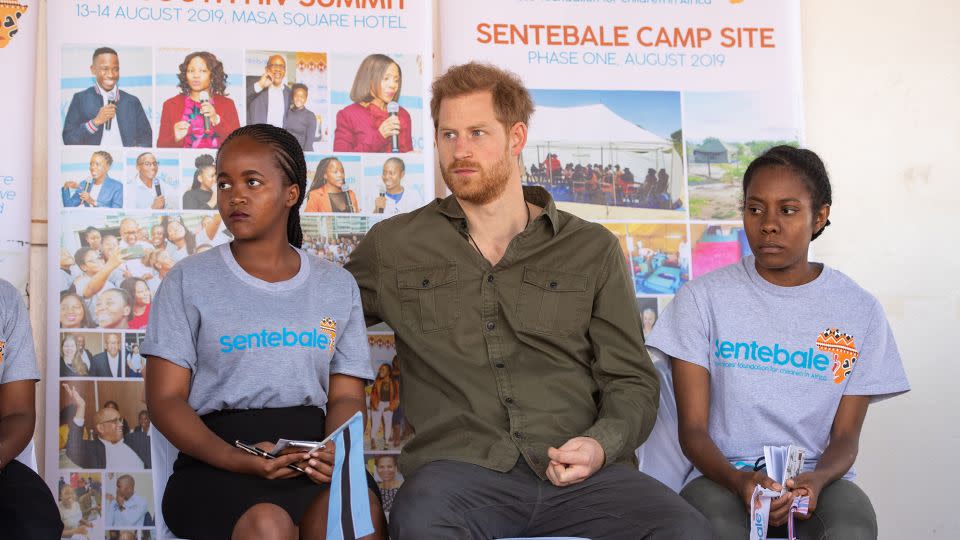 The Duke of Sussex during a visit to the Kasane Health Post, run by the Sentebale charity, in Botswana in 2019 - Dominic Lipinski/Getty Images