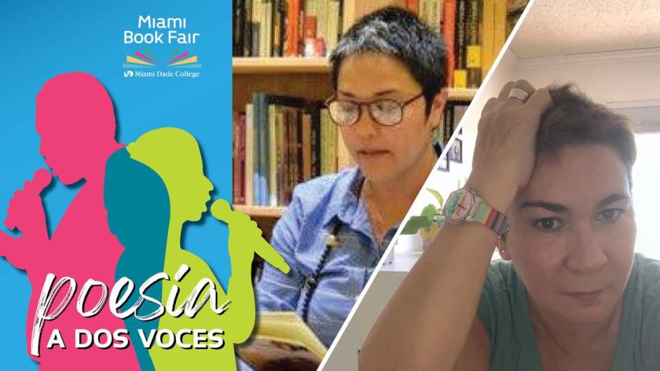 Poesía a dos voces con Lleny Díaz Valdivia y María Elena Hernández Caballero en el Koubek Center del Miami Dade College.