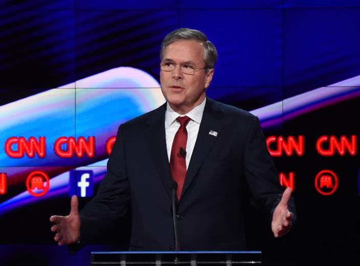 Despite his command of the issues Republican presidential candidate Jeb Bush has appeared stiff and frustrated at Republican debates (AFP Photo/Robyn Beck)