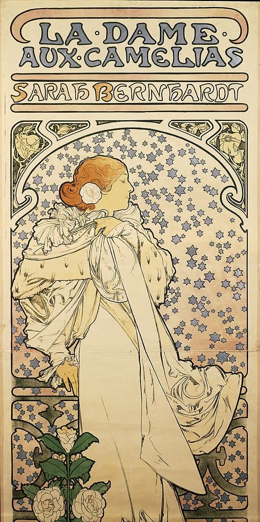 Afiche anuncia a Sarah Bernhardt en una de las principales obras de su repertorio 