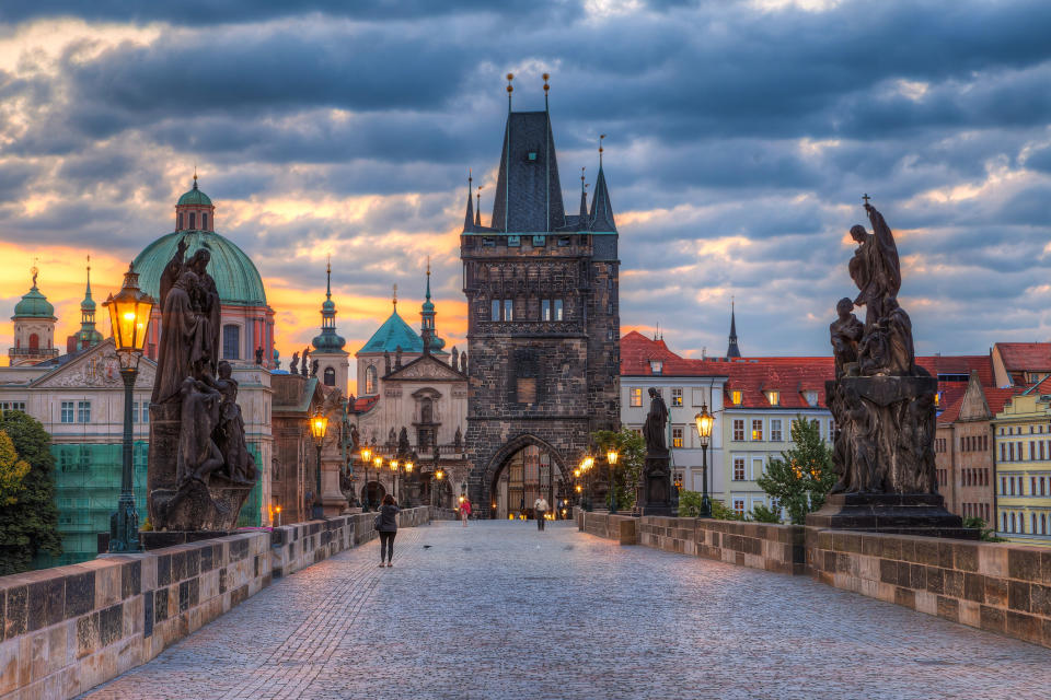 Old town Prague with cobblestone streets.