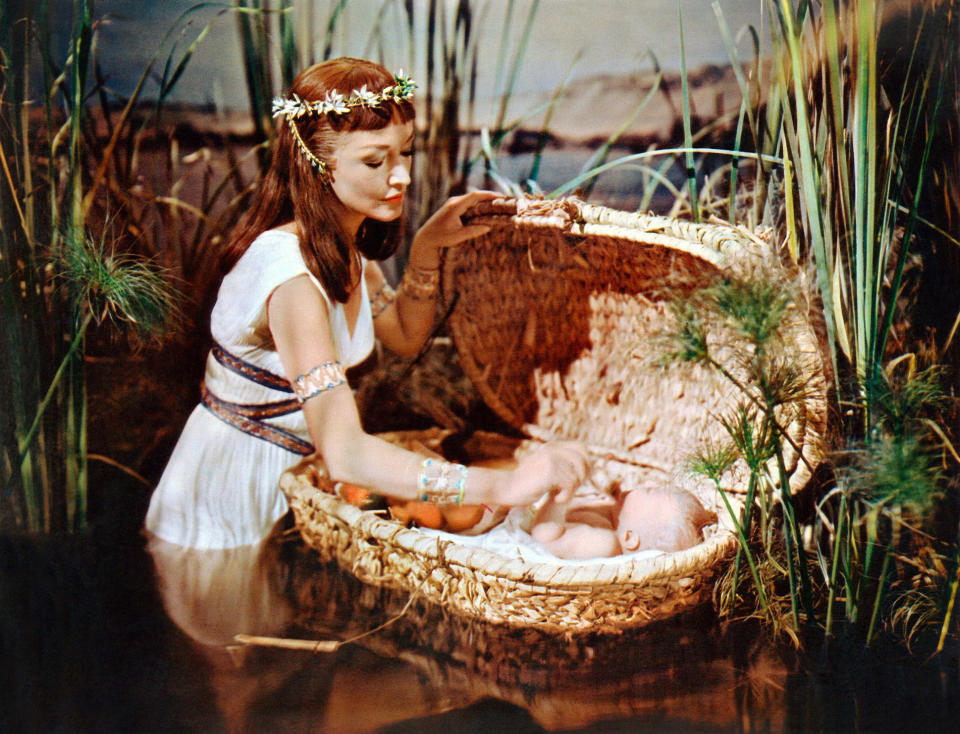 Anne Baxter as Nefertari and Fraser Heston as Baby Moses in 'The Ten Commandments' (Photo: Courtesy Everett Collection)