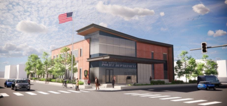 A rendering of the proposed New Albany Police Department headquarters.