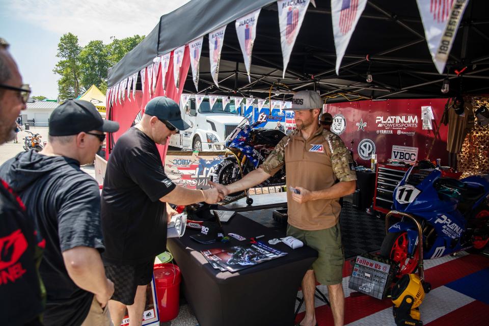 MotoAmerica Supersport rider Tony Blackall meets with fans and tries to help others by sharing his story of the depression he suffered while returning to civilian life after being injured in training and discharged from the Navy.