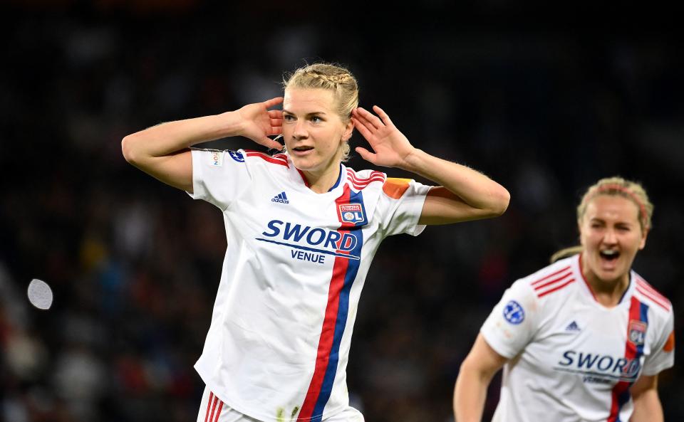 Lyon and Norway striker Ada Hegerberg, already one of the greatest players of all time on the pitch, has spent years fighting for more investment and respect in women's soccer across the world. (Photo by FRANCK FIFE/AFP via Getty Images)