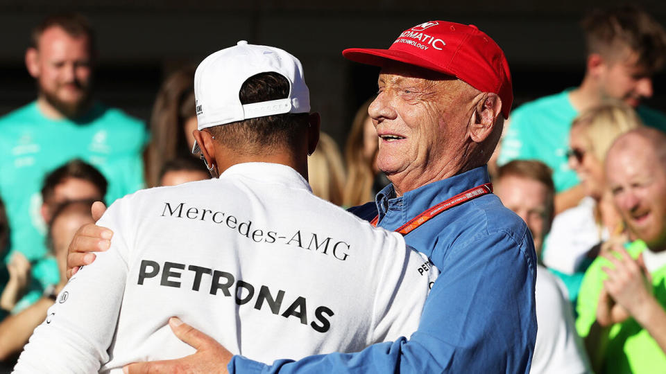 Hamilton and Lauda became very close during their time at Mercedes. Pic: Getty