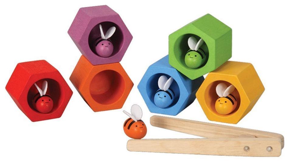 <strong><a href="https://www.amazon.com/PlanToys/pages/2598621011" target="_blank">PlanToys</a></strong> are made from rubber trees that no longer produce latex, as well as chemical-free glue, organic color pigment and water-based dyes. Get the Bee Hive Preschool <a href="https://www.amazon.com/PlanToys-Plan-Preschool-Bee-Hive/dp/B003COZJXO" target="_blank">here</a>, $22.50.