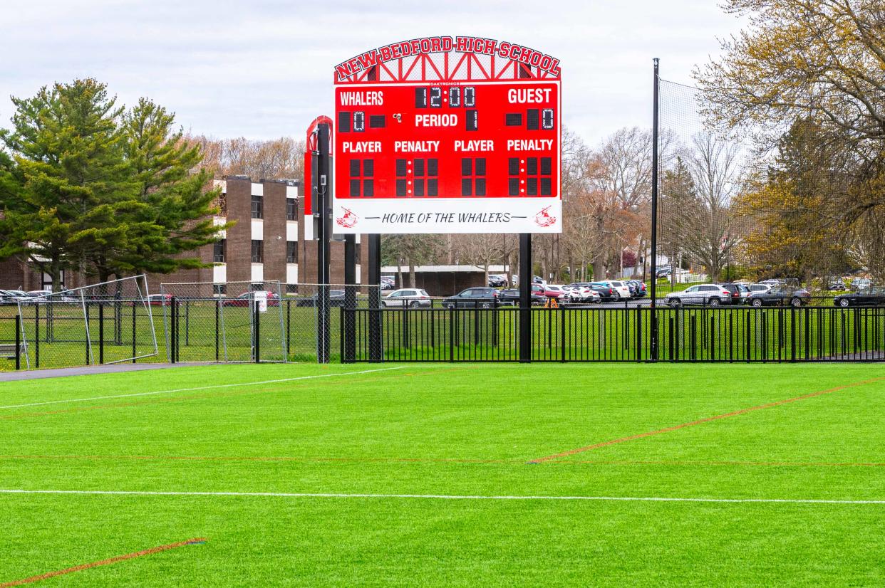 The new turf field at New Bedford High School.