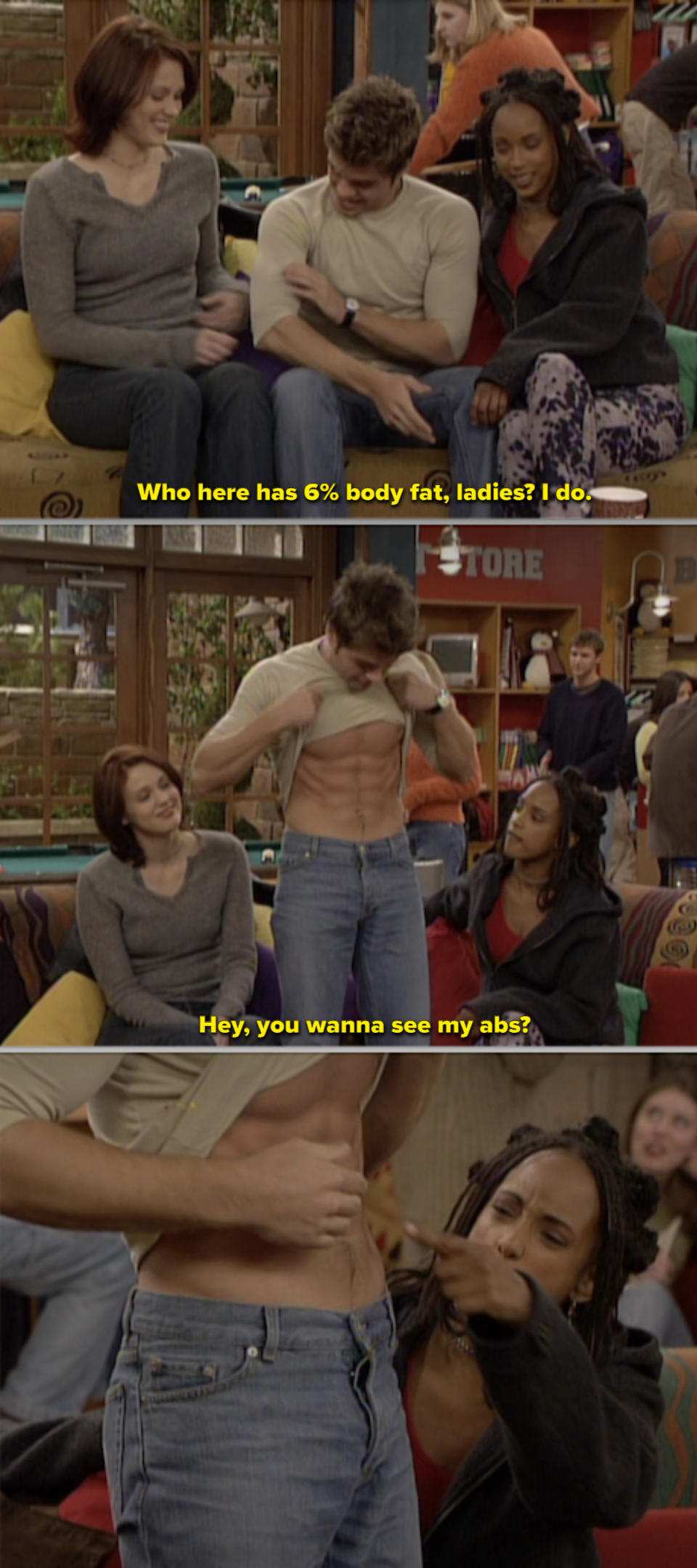 Matthew Lawrence showing off his abs in "Boy Meets World"