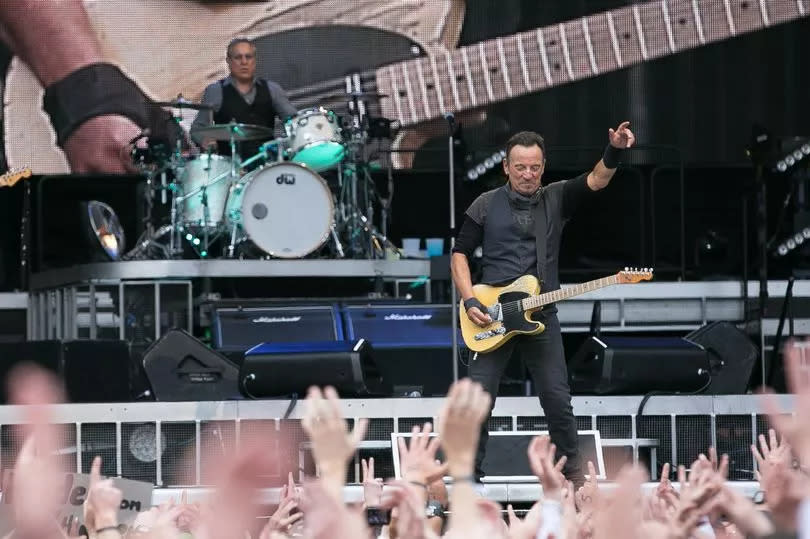 DUBLIN, IRELAND - MAY 27: Max Weinberg and Bruce Springsteen performs with the E Street Band at Croke Park Stadium on May 27, 2016 in Dublin, Ireland.  (Photo by Kieran Frost/Redferns)