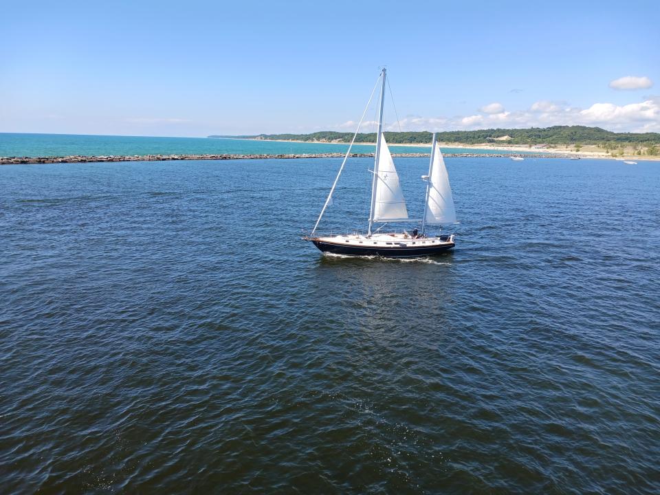 View of sailboat in water