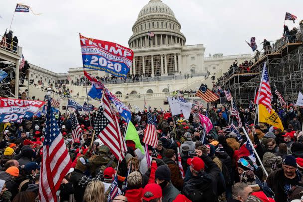 PHOTO: Demonstrators attempt to enter the Capitol building during a protest, Jan. 6, 2021.  (Bloomberg via Getty Images)