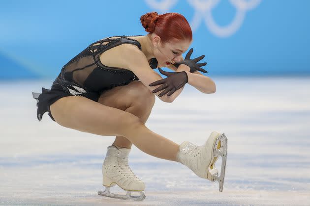 Alexandra Trusova of ROC performs her free skate at the Beijing Winter Olympics. (Photo: Anadolu Agency via Getty Images)