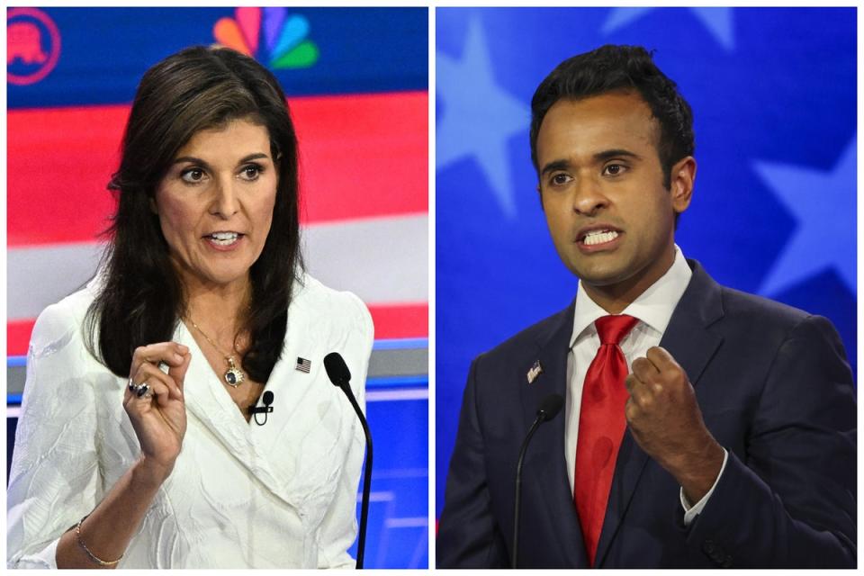 Nikki Haley (left) got into a heated exchange with Vivek Ramaswamy (right) over security issues associated with TikTok (Reuters)