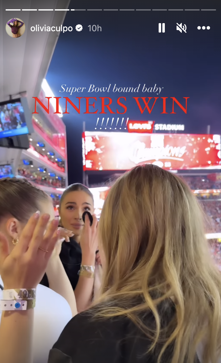 olivia culpo celebrates with her fiance after playof win