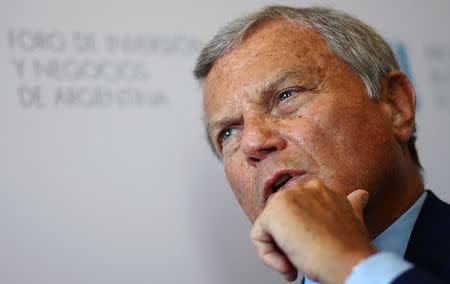 Sir Martin Sorrell, Chairman and Chief Executive Officer of WPP, the world's largest advertising company, speaks during an interview with Reuters at the Argentina Business and Investment Forum 2016 in Buenos Aires, Argentina, September 13, 2016. REUTERS/Marcos Brindicci