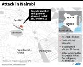 Map locating attack on an office and hotel complex in the Kenyan capital of Nairobi