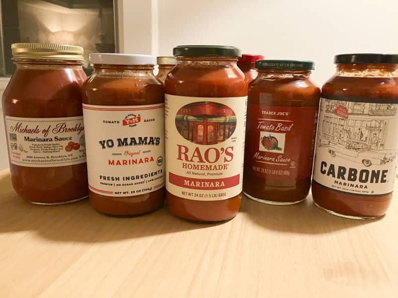 Group photo of marinara pasta sauce.