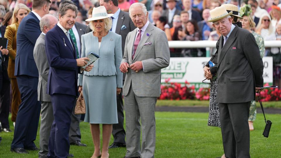 Queen Camilla wore a suit designed by Bruce Oldfield