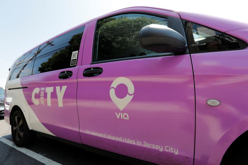 Via ride-sharing van operates in partnership with city-run bus system in Jersey City