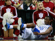 ATLANTA, GA - MARCH 23: Doron Lamb #20 of the Kentucky Wildcats reacts as he draws a foul in the first half against the Indiana Hoosiers during the 2012 NCAA Men's Basketball South Regional Semifinal game at the Georgia Dome on March 23, 2012 in Atlanta, Georgia. (Photo by Kevin C. Cox/Getty Images)